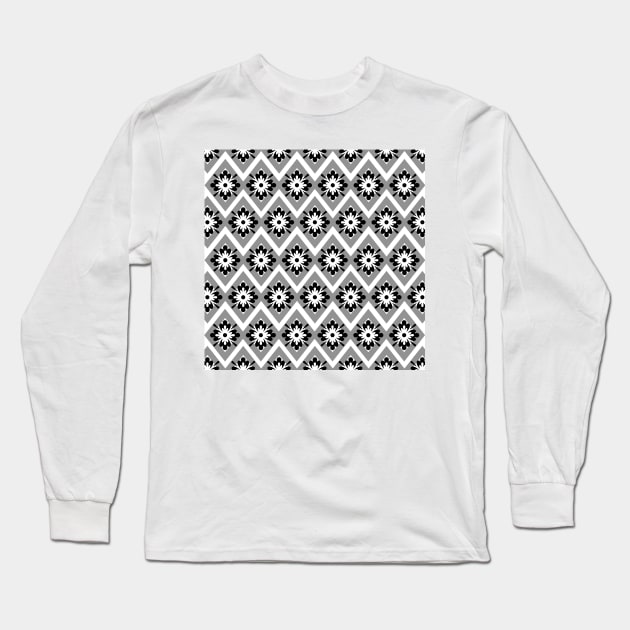 Grey and black modern bohemian pattern Long Sleeve T-Shirt by SamridhiVerma18